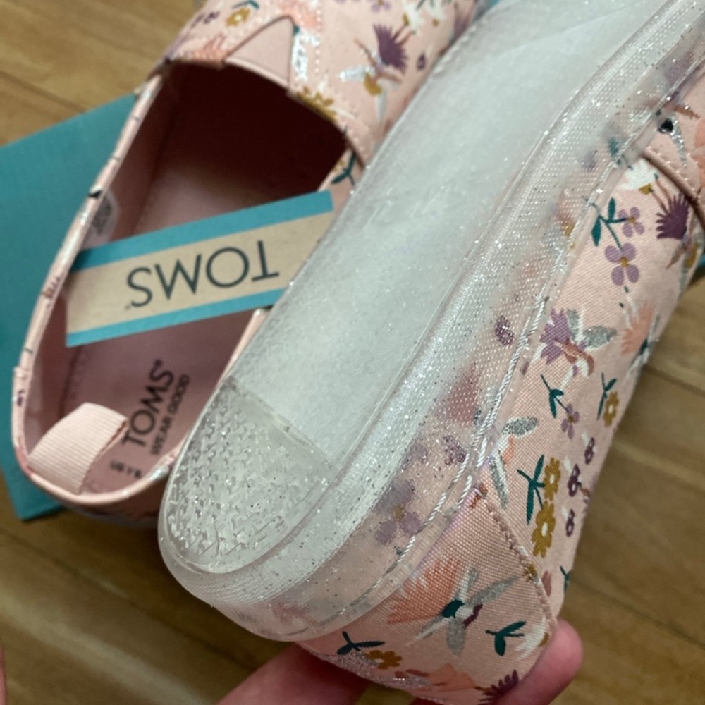 New TOMS Shoes Size 5.5 YOUTH Big Kids Girls Alpargata Glitter Fairy Garden - Picture 10 of 12